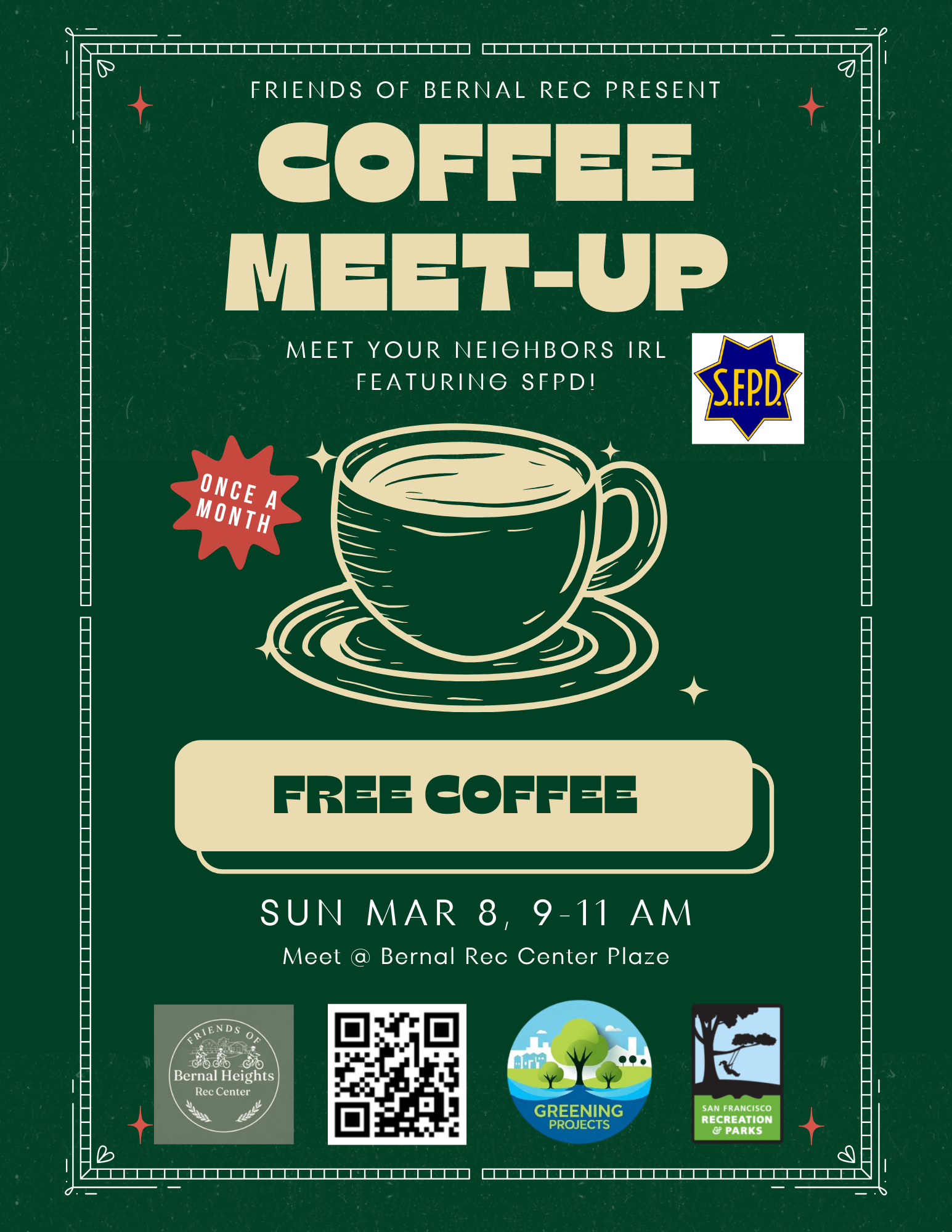 Coffee Meetup @ Bernal Heights Rec Center Plaza